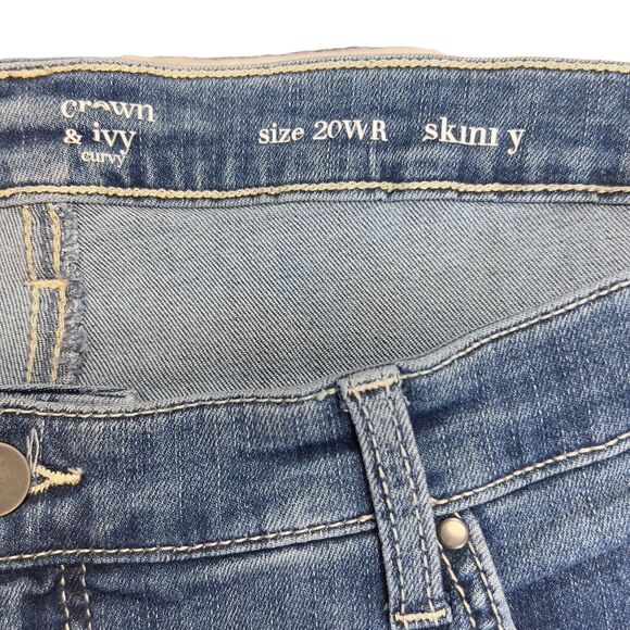 Crown & Ivy Jeans Womens Size 20 WR Curvy Skinny Distressed Ankle Pants Stretch - Picture 4 of 13